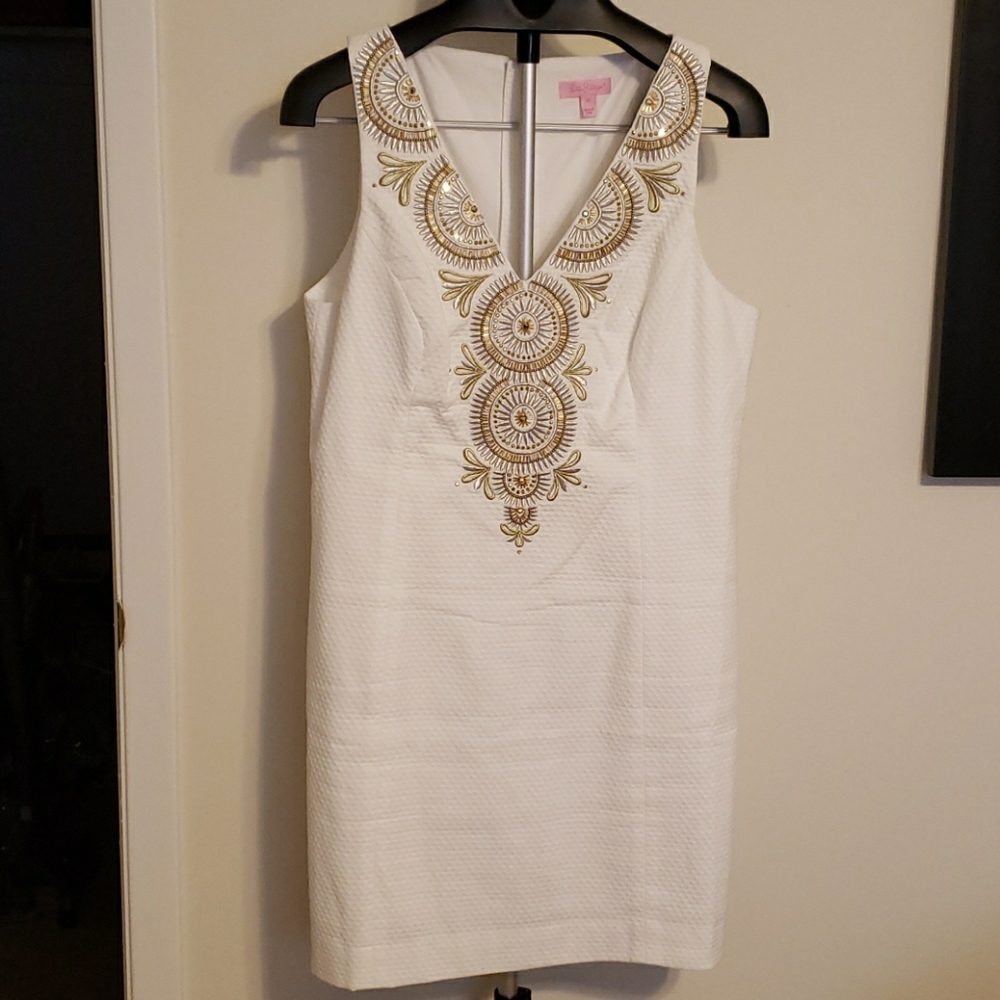 Lily Pulitzer white and gold dress